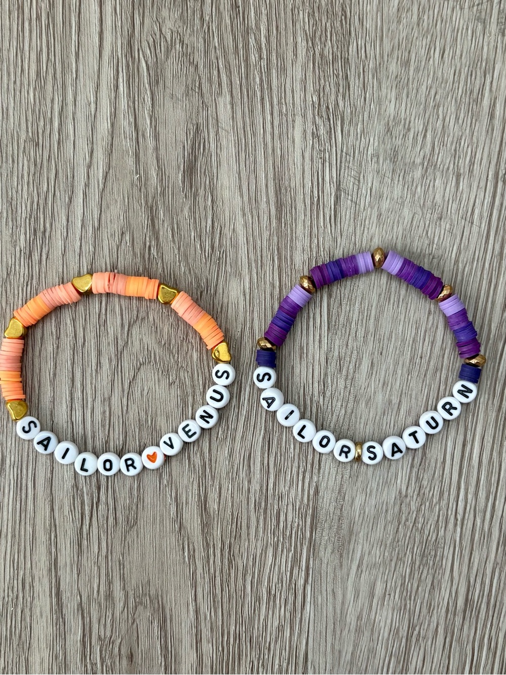 Sailor Moon Inspired Friendship Bracelet: Sailor Venus & Sailor Saturn Set 🌙